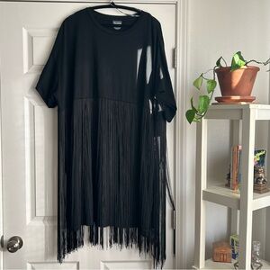Arula black fringe tshirt dress size C